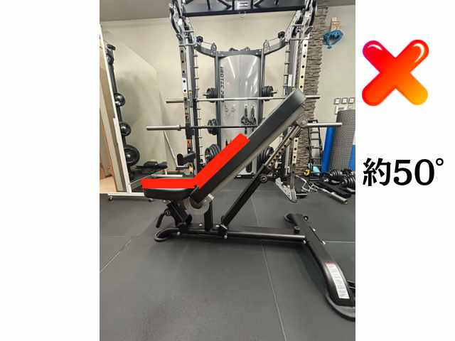 ショルダープレス時の間違ったベンチの角度